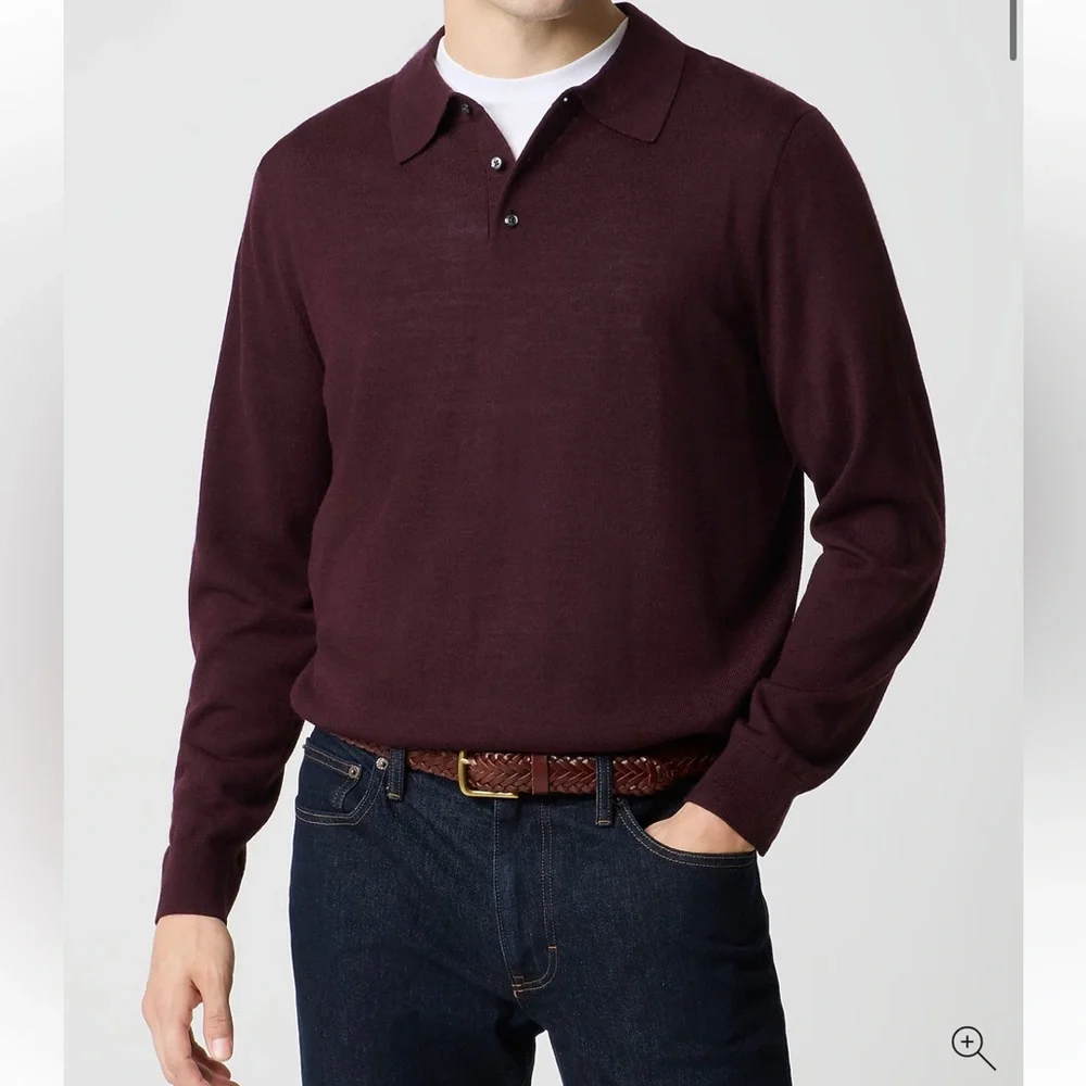 J.Crew Merino wool-blend sweater-polo Rust Grape